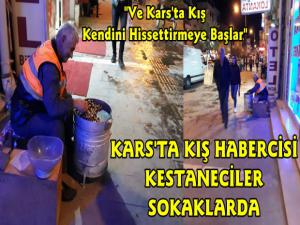 Kars'ta Kışın Habercisi Kestane Satıcıları Mesailerine Başladı