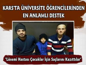 Kars'ta Üniversiteli Öğrenciler Lösemi Hastası Çocuklar İçin Saçlarını Kazıttılar