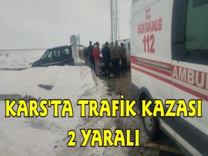 Kars'ta Trafik Kazası 2 Yaralı