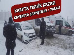 Karsta Trafik Kazası 1 Yaralı