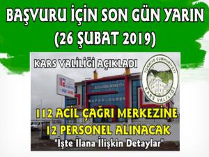 Kars Valiliği 112 Acil Çağrı Merkezine Personel Alıyor, Başvuru İçin Yarın Son Gün
