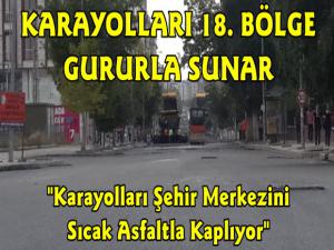 Karayolları Kars'ta İnönü Caddesine Sıcak Asfalt Atıyor
