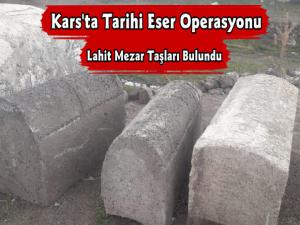Karsta Tarihi Eser Operasyonu 3 Lahit Mezar Taşı Bulundu 1 Gözaltı
