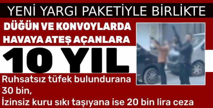Düğün ve Konvoylarda Havaya Ateş Açanlara 1O Yıla Kadar Hapis