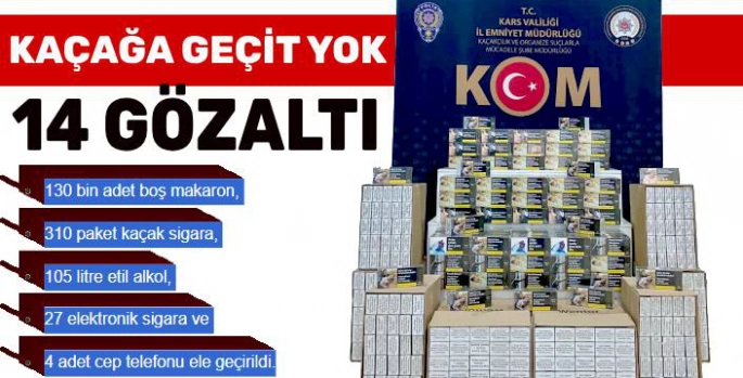Kars'ta Kaçakçılık Operasyonu: 14 Gözaltı