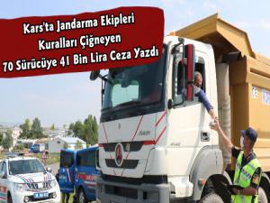 Kars'ta Jandarma 70 Araca 41 Bin Lira Trafik Cezası