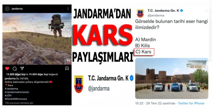 Jandarma Genel Komutanlığı'ndan Kars Paylaşımları