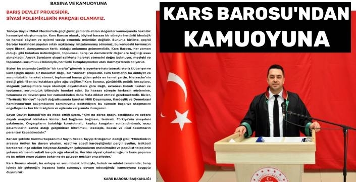 Kars Barosu'ndan Kamuoyuna Yazılı Açıklama