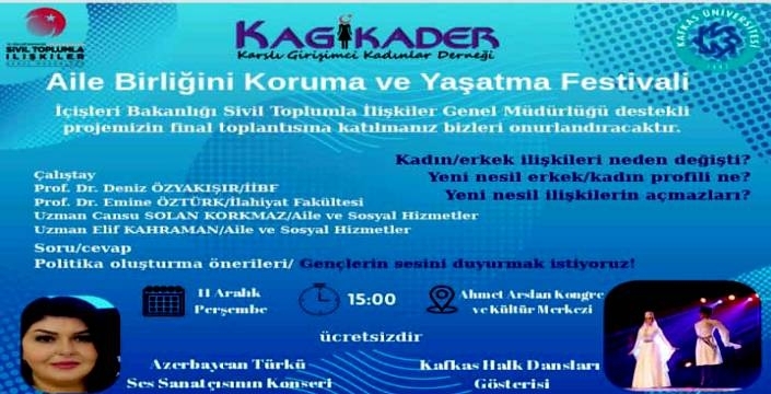 KAGİKADER’den “Aile Birliğini Koruma ve Yaşatma Festivali”