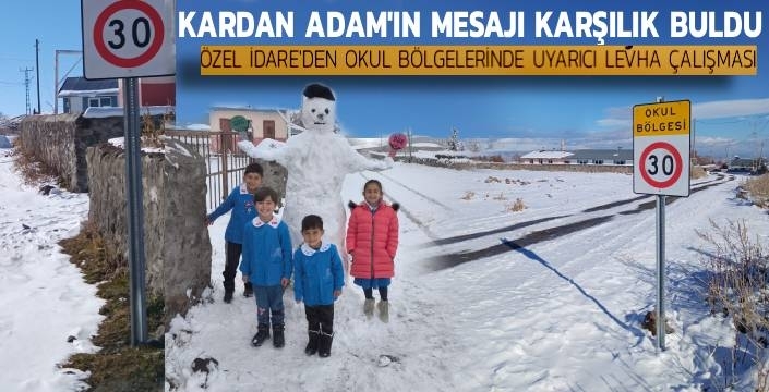 Kars’ta Minik Yüreklerden Büyük Mesaj: Kardan Adam Trafik Güvenliği İçin Konuştu
