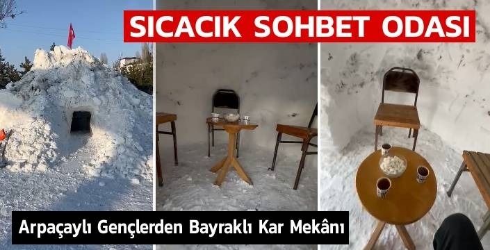 Karın İçinde Sıcak Sohbet: Arpaçaylı Gençlerden Bayraklı Kar Mekânı