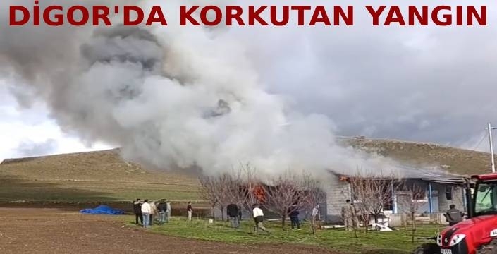 Digor'da Korkutan Yangın