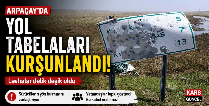 Arpaçay’da Yol Tabelalarını Kurşunladılar