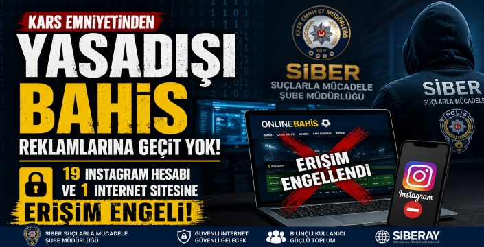 Kars’ta Yasadışı Bahis Reklamlarına Siber Operasyon: 19 Hesap ve 1 Siteye Erişim Engeli