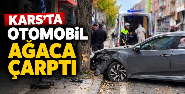 Kars’ta Otomobil Kaldırımdaki Ağaca Çarptı: Facianın Eşiğinden Dönüldü!