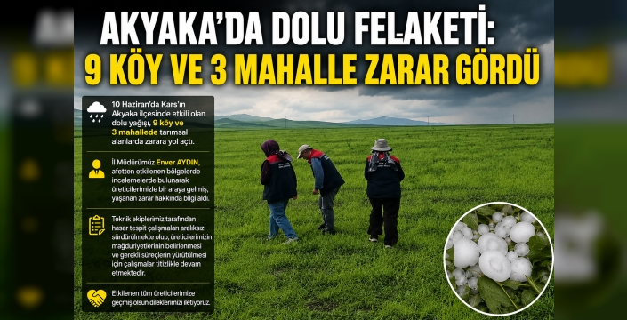 AKYAKA'DA DOLU FELAKETİ: 9 KÖY VE 3 MAHALLEDE TARIMSAL ZARAR