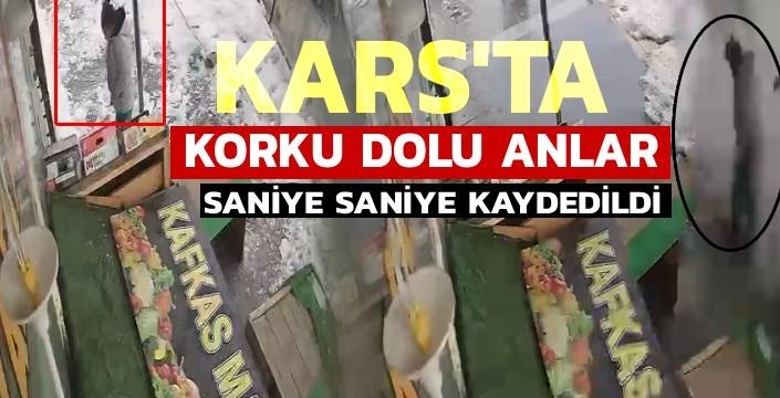 Kars’ta Yürekleri Ağızlara Getiren Anlar: Buz ve Kar Kütlesi Gencin Yanı Başına Düştü