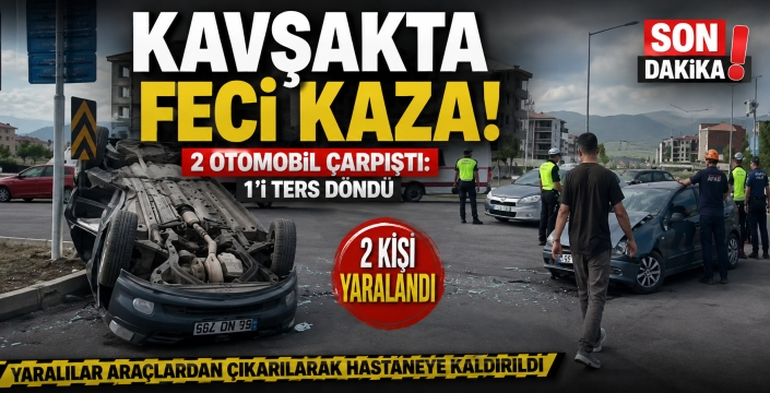 Kavşak'ta Feci Kaza: İki Otomobil Çarpıştı, 2 Kişi Yaralandı